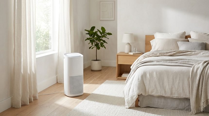 what size air purifier do i need: air purifier in a bedroom